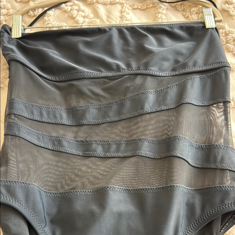 Black Strap Mesh One-Piece Swimsuit - Picture 2 of 3